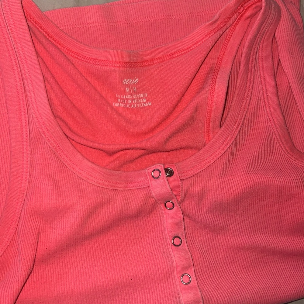 Hot pink button down tank top